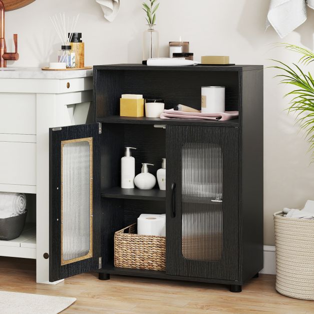 Bathroom Cabinet Freestanding Cabinet with 2 Doors and 3-Level Adjustable Shelf