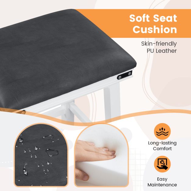 Set of 2 Upholstered Bar Stool 76cm Backless Height Bar with Footrest